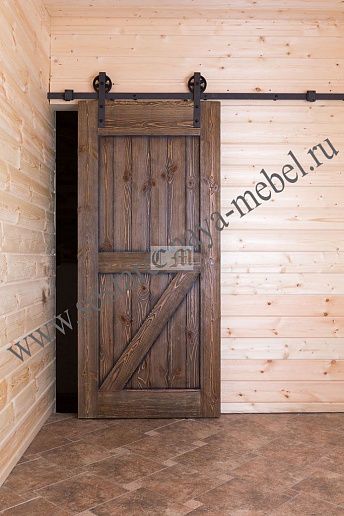 Амбарная дверь из состаренного дерева, ручная работа – фото